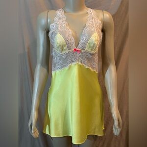Victoria's Secret Yellow and White Lace Chemise